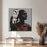 Painting by Numbers Art Woman with White Owl on Shoulder